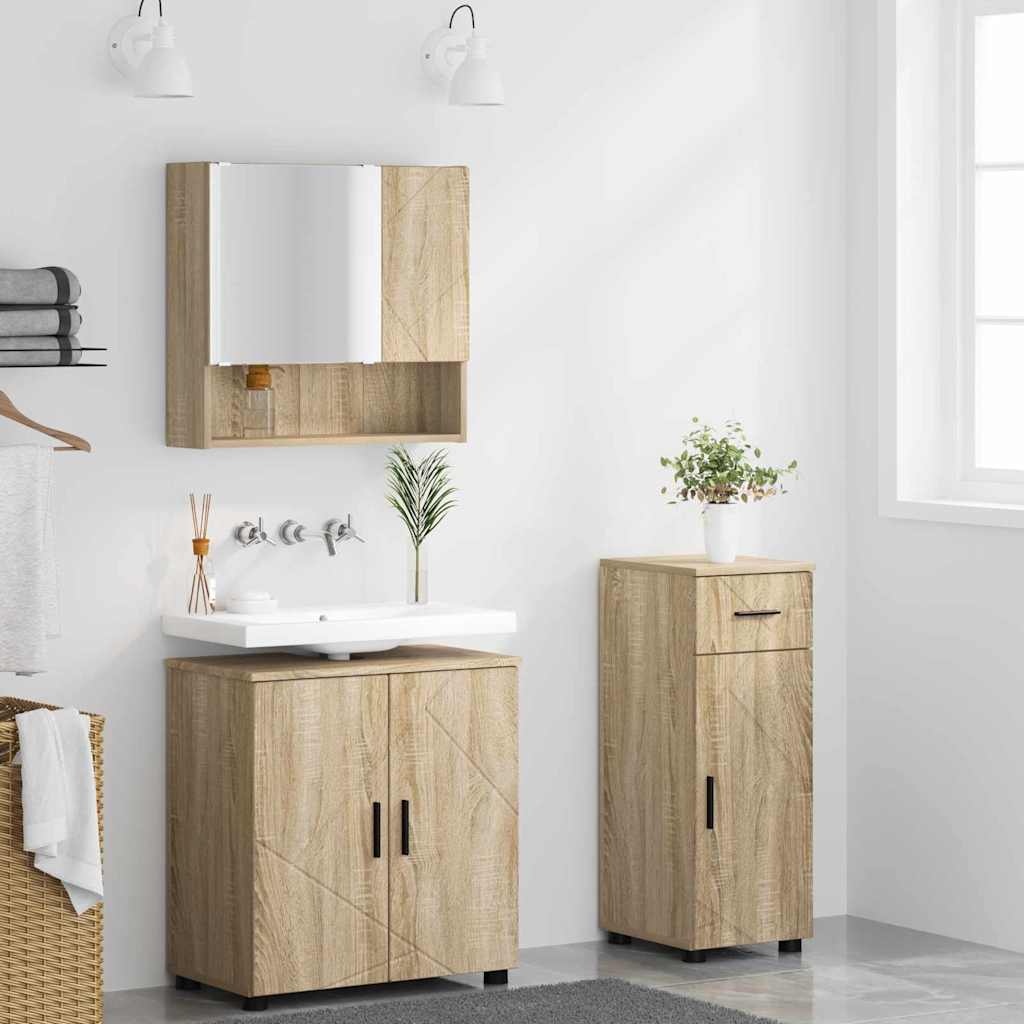 Ensemble de mobilier de salle de bain 3 pc Chêne Sonoma - XIOS