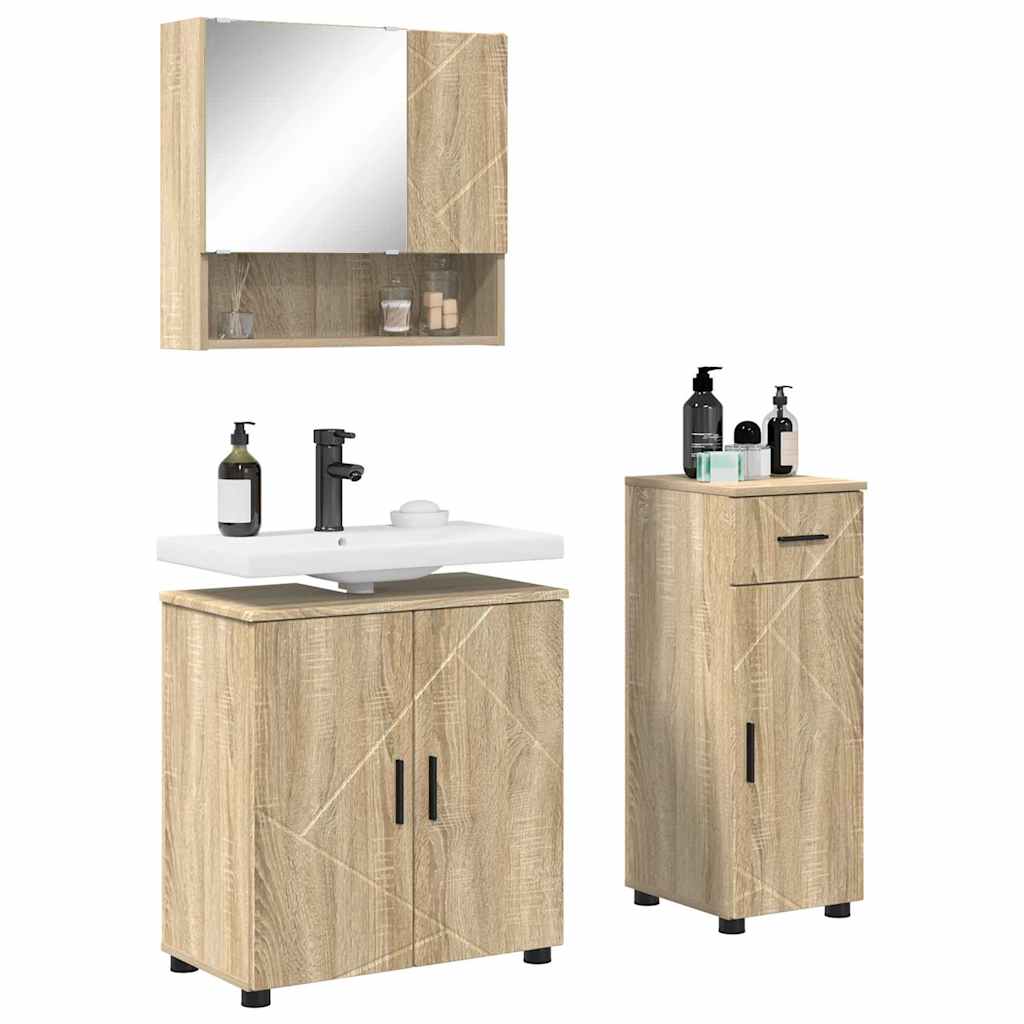 Ensemble de mobilier de salle de bain 3 pc Chêne Sonoma - XIOS