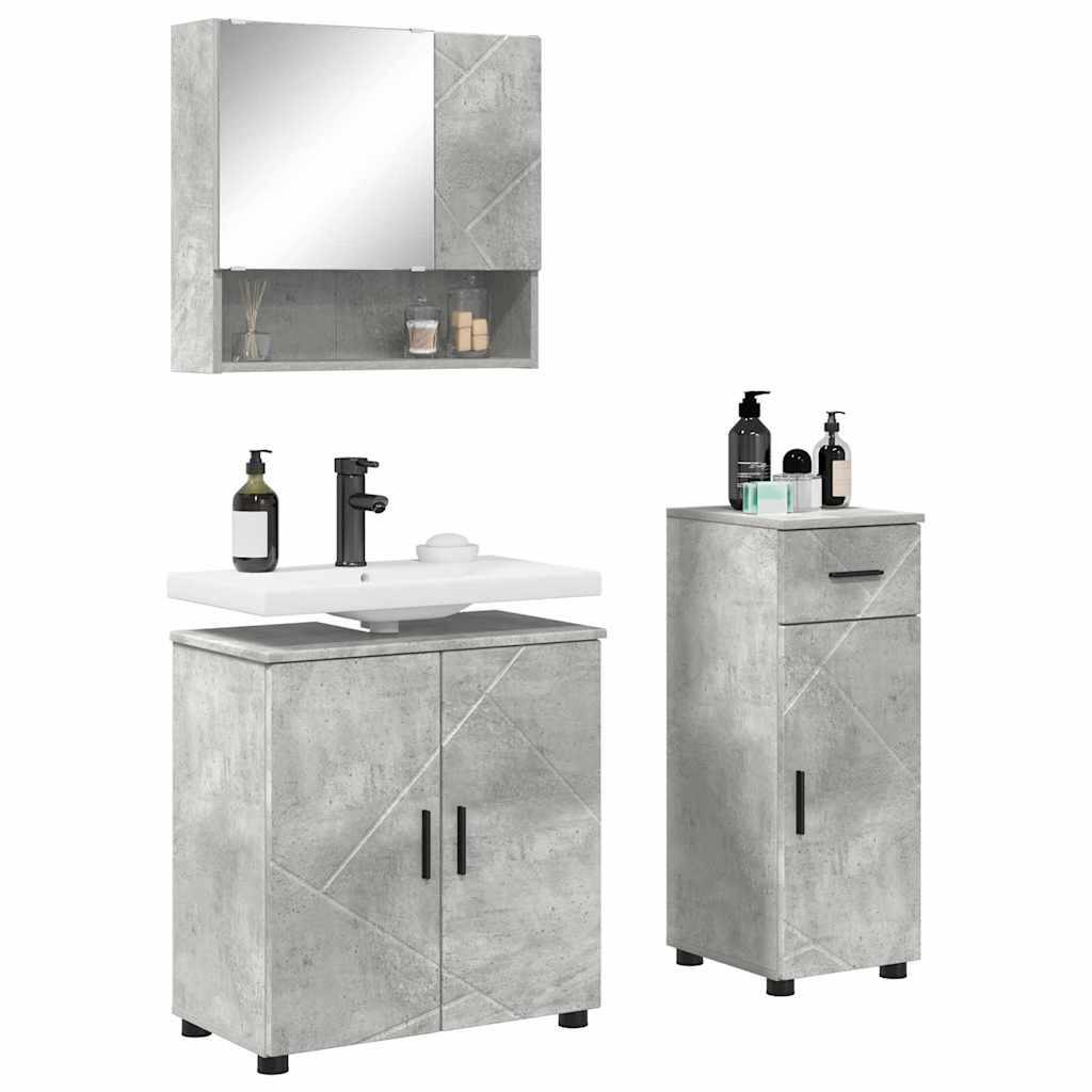 Ensemble de mobilier de salle de bain 3 pc Gris béton - XIOS