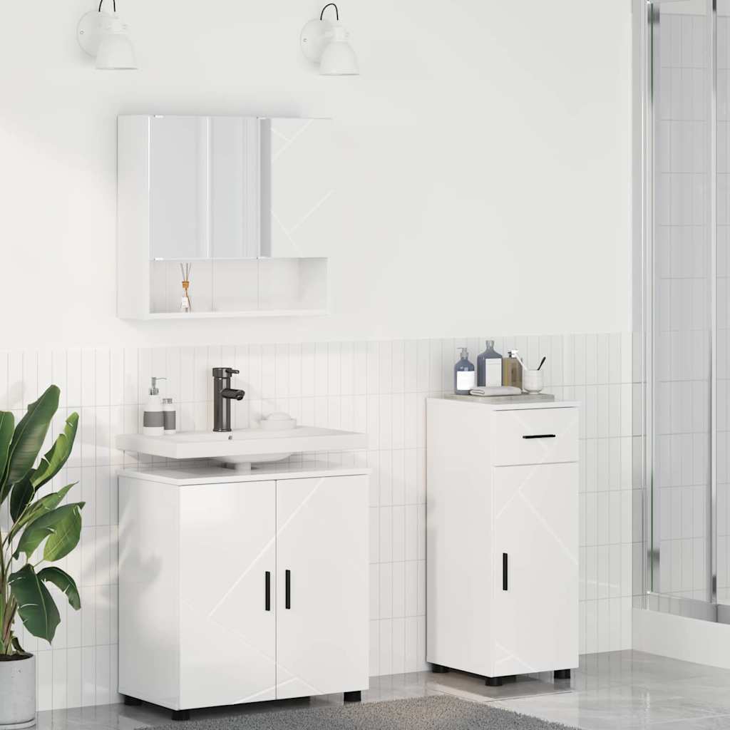Ensemble de mobilier de salle de bain 3 pc Blanc brillant - XIOS