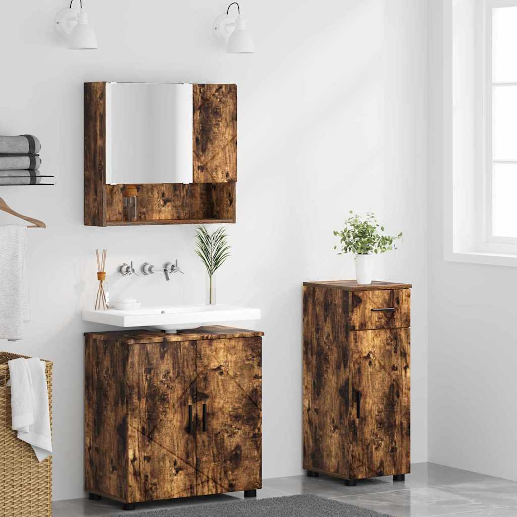 Ensemble de mobilier de salle de bain 3 pc Chêne fumé