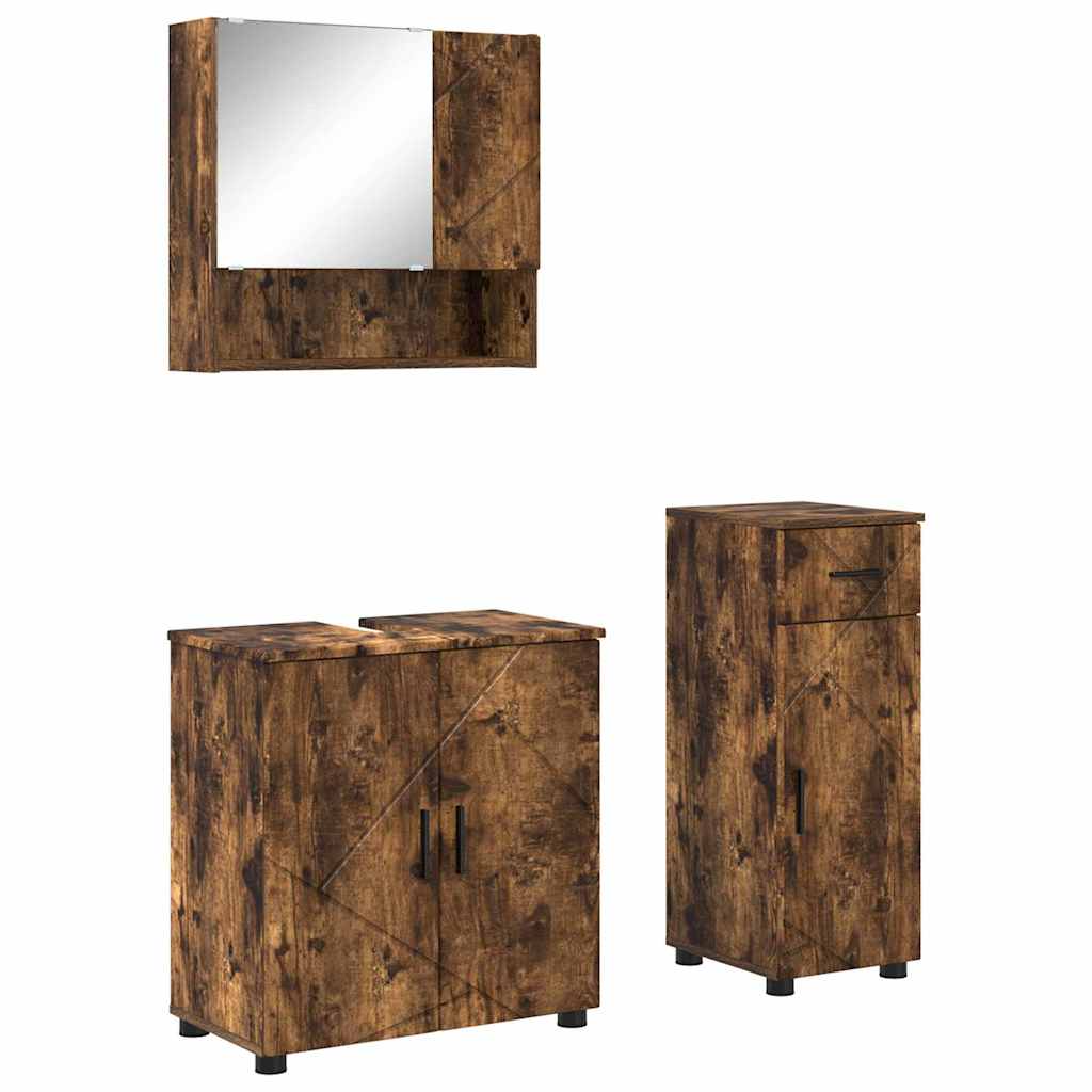 Ensemble de mobilier de salle de bain 3 pc Chêne fumé
