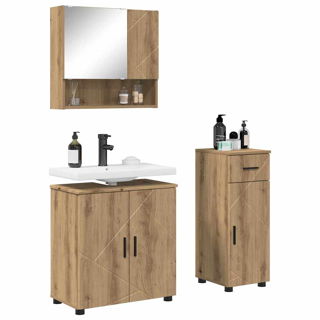 Ensemble de mobilier de salle de bain 3 pc Chêne artisanal - XIOS