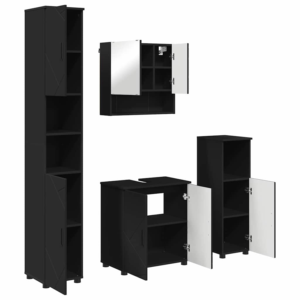 Ensemble de mobilier de salle de bain 4 pc Noir 61 x 35 x 64 cm