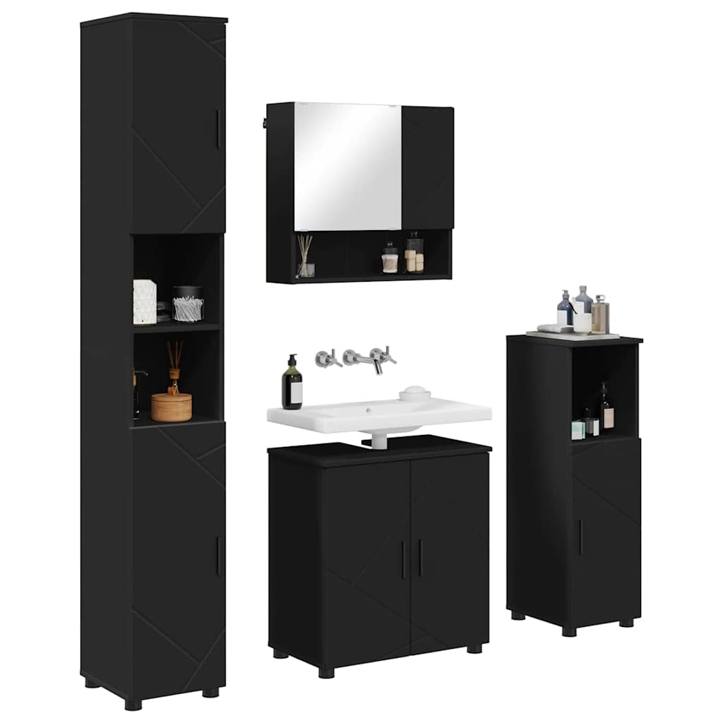 Ensemble de mobilier de salle de bain 4 pc Noir 61 x 35 x 64 cm