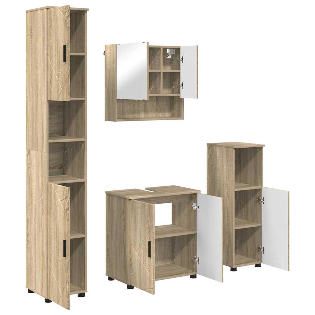 Ensemble de mobilier de salle de bain 4 pc Chêne Sonoma - XIOS