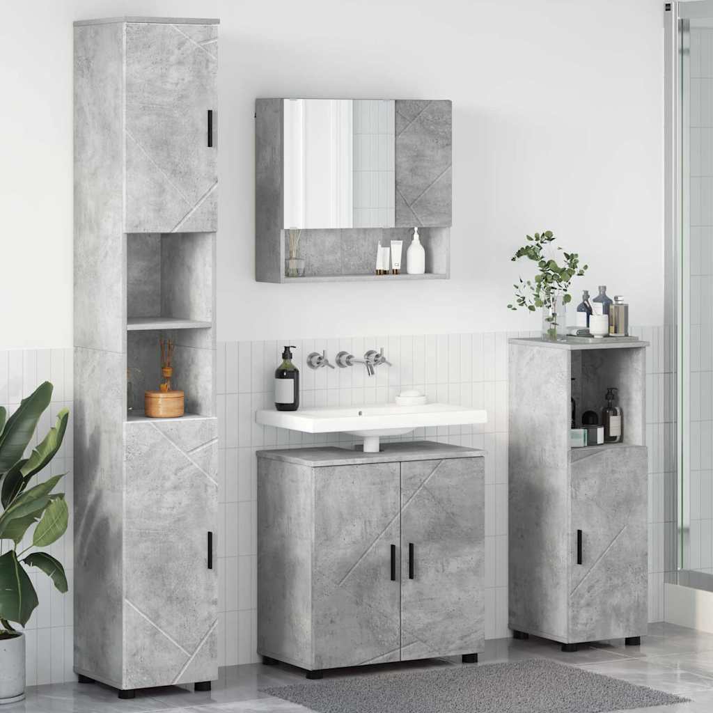 Ensemble de mobilier de salle de bain 4 pc Gris béton - XIOS