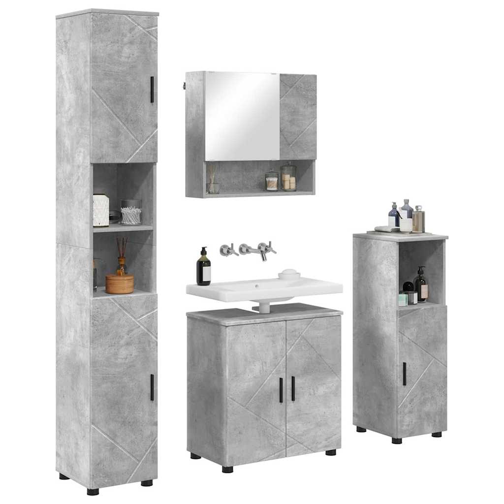 Ensemble de mobilier de salle de bain 4 pc Gris béton - XIOS