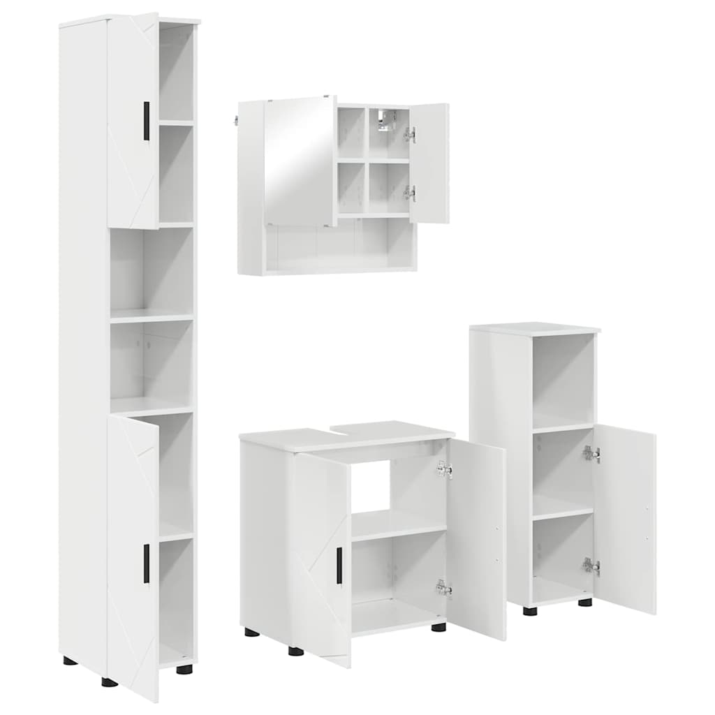 Ensemble de mobilier de salle de bain 4 pc Blanc brillant - XIOS