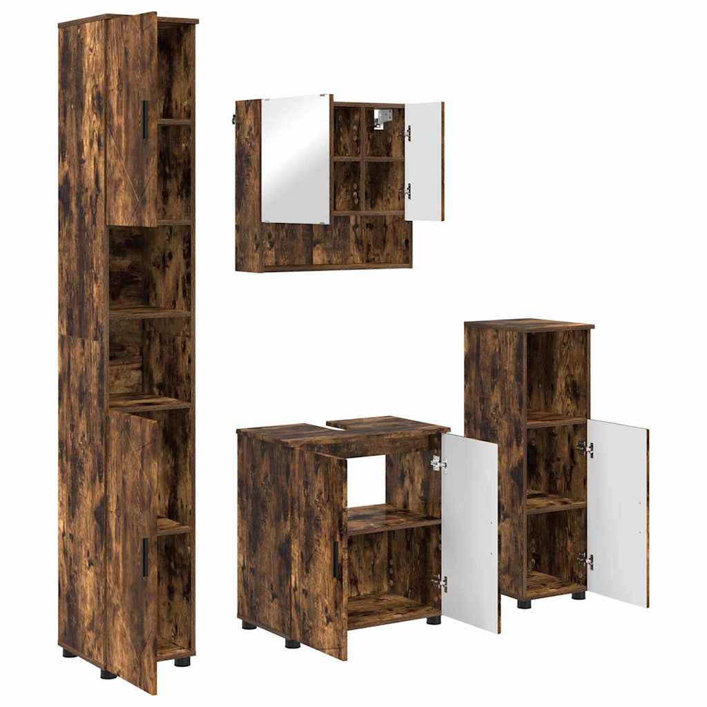 Ensemble de mobilier de salle de bain 4 pc Chêne fumé