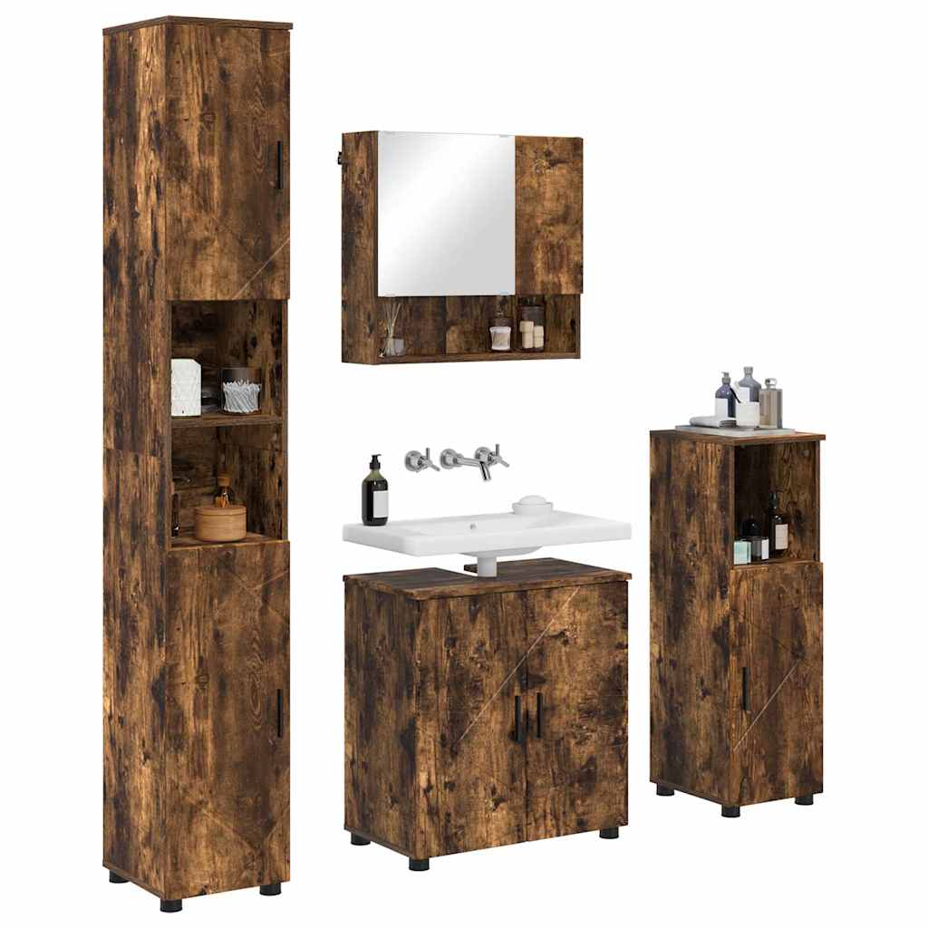 Ensemble de mobilier de salle de bain 4 pc Chêne fumé