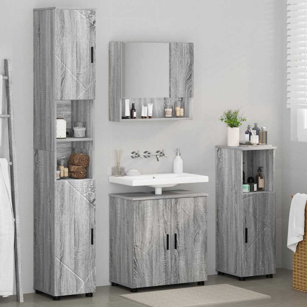 Ensemble de mobilier de salle de bain 4 pc Gris Sonoma - XIOS