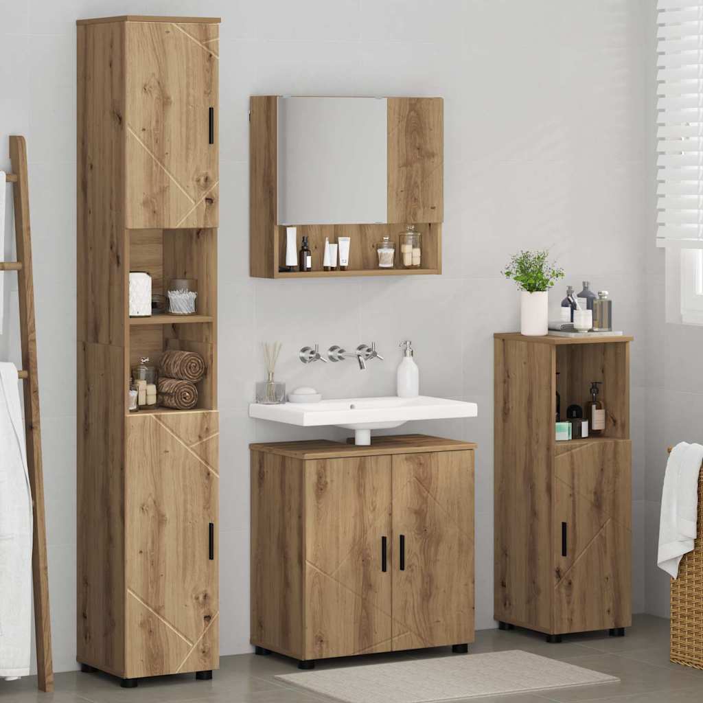 Ensemble de mobilier de salle de bain 4 pc Chêne artisanal - XIOS