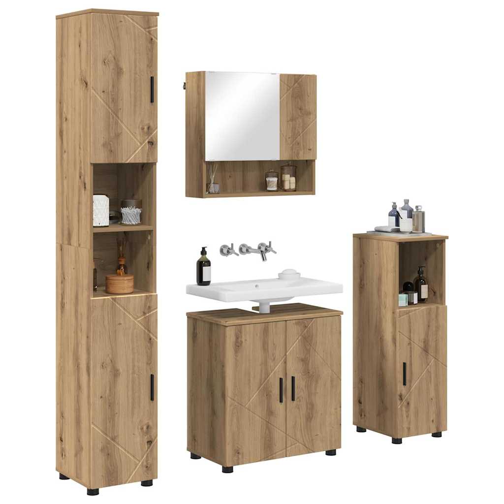 Ensemble de mobilier de salle de bain 4 pc Chêne artisanal - XIOS