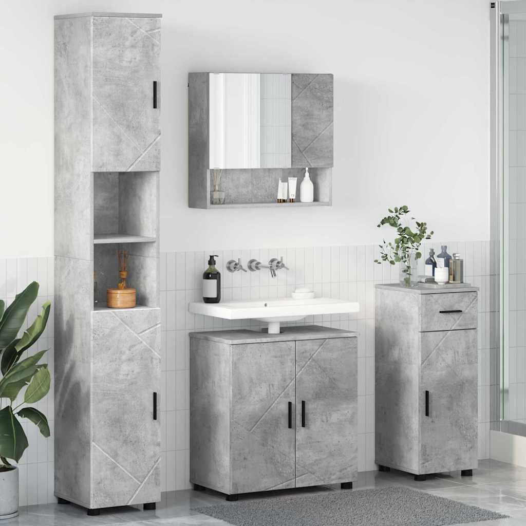Ensemble de mobilier de salle de bain 4 pc Gris béton - XIOS