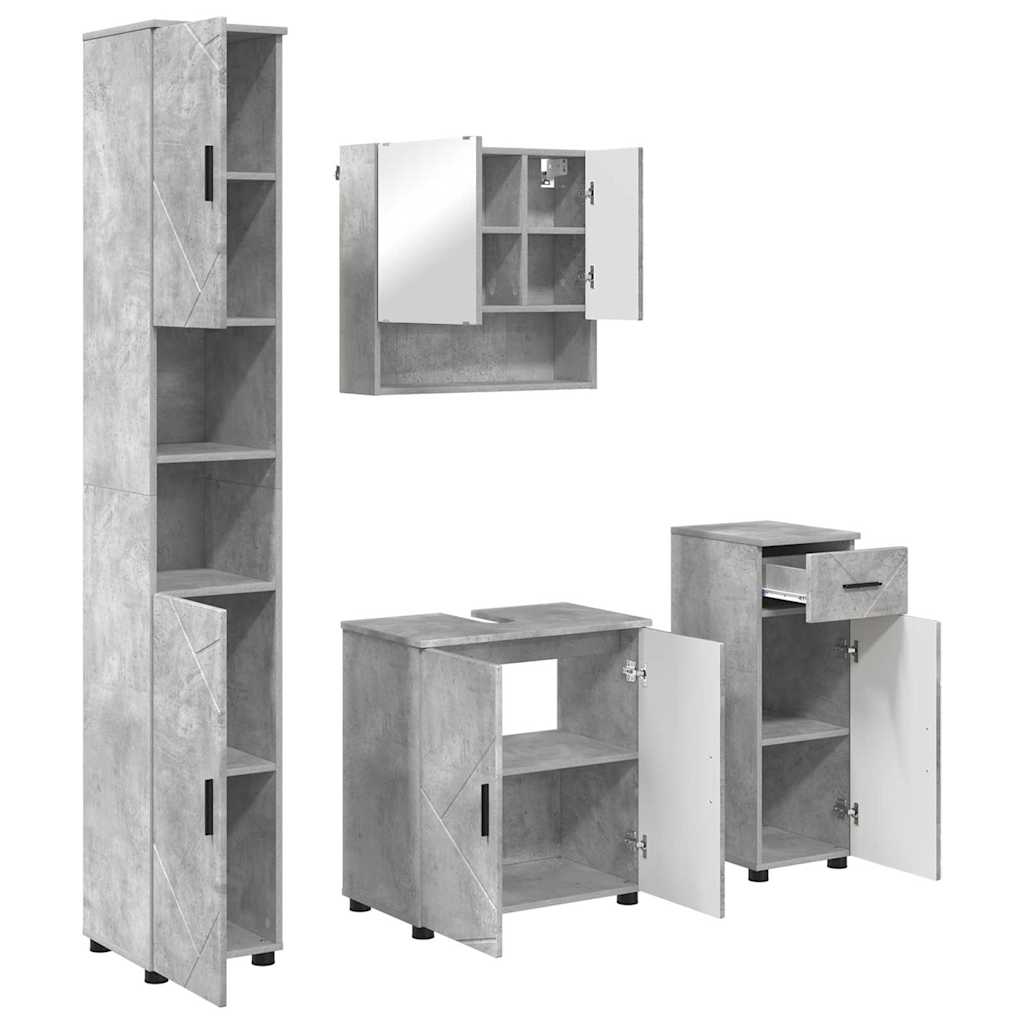 Ensemble de mobilier de salle de bain 4 pc Gris béton - XIOS