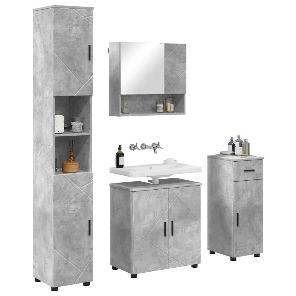 Ensemble de mobilier de salle de bain 4 pc Gris béton - XIOS
