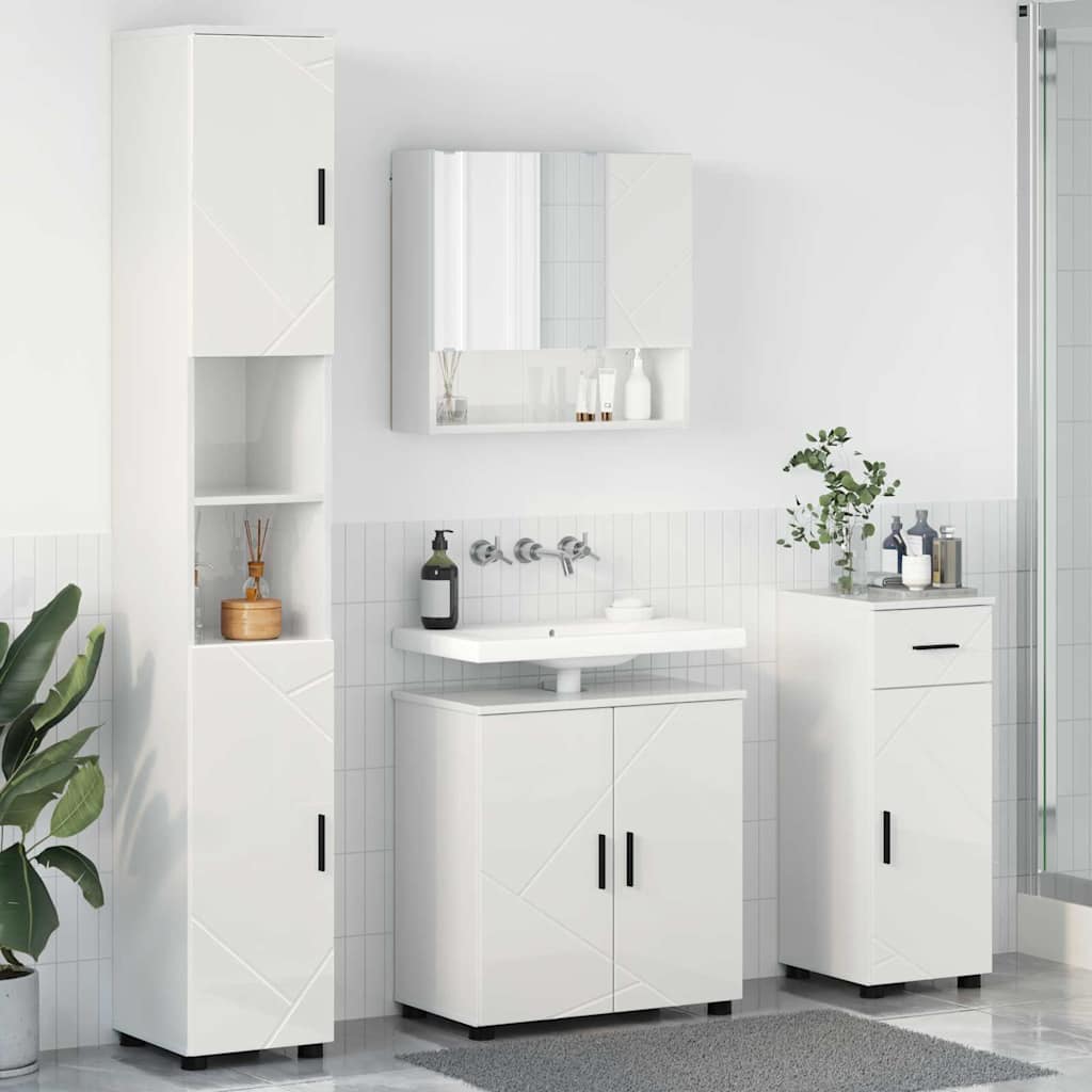 Ensemble de mobilier de salle de bain 4 pc Blanc brillant - XIOS