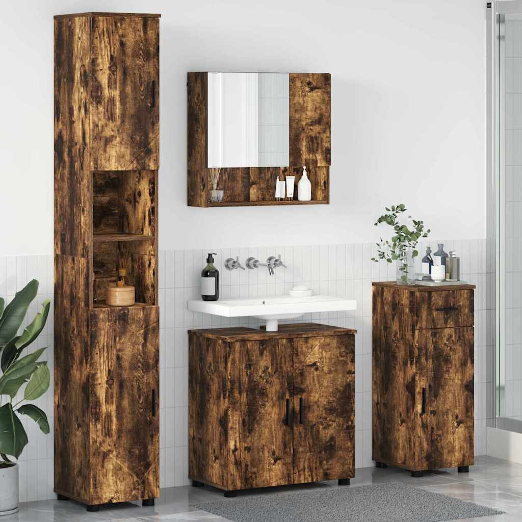 Ensemble de mobilier de salle de bain 4 pc Chêne fumé