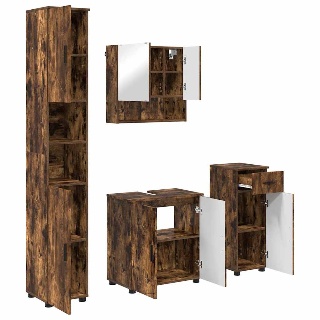 Ensemble de mobilier de salle de bain 4 pc Chêne fumé