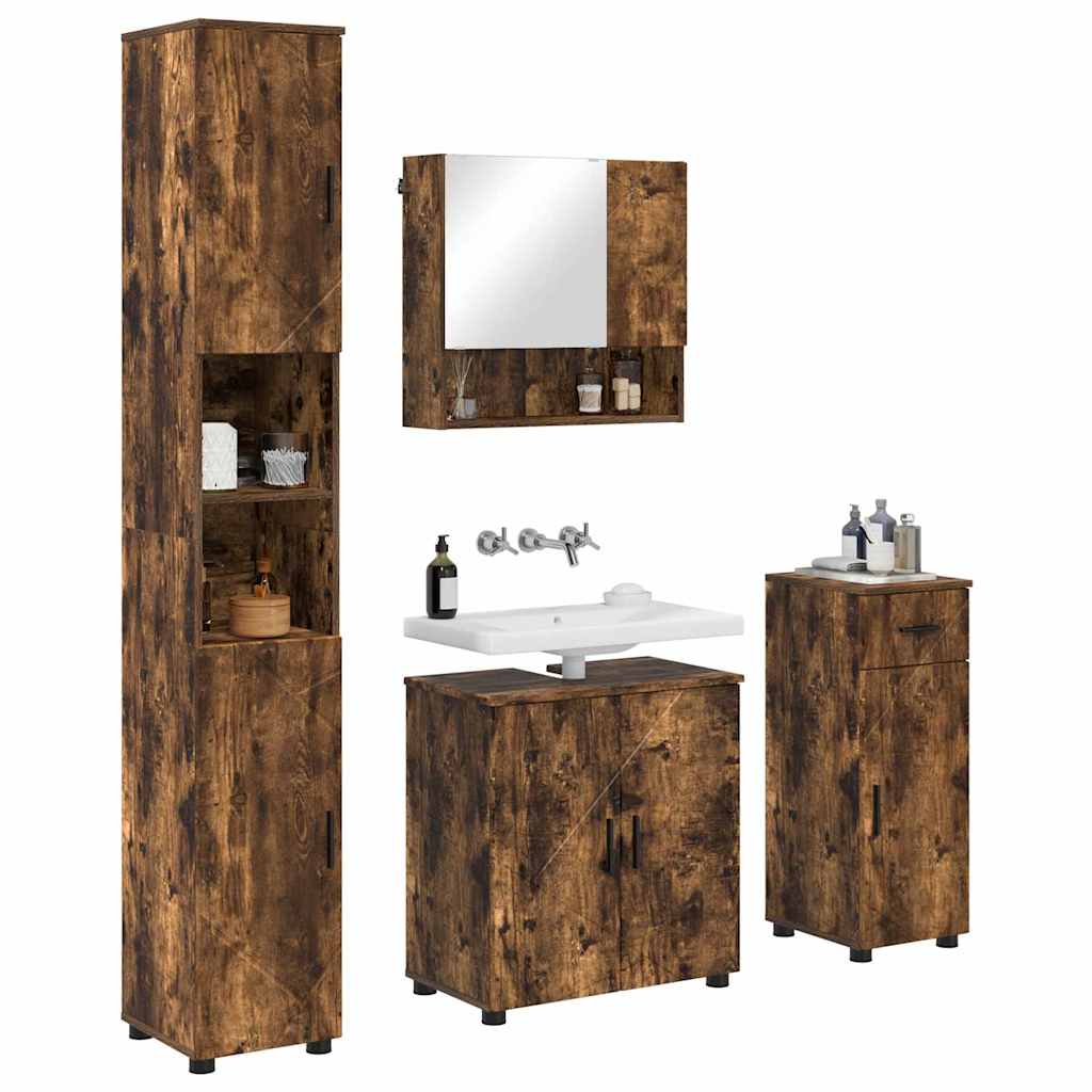Ensemble de mobilier de salle de bain 4 pc Chêne fumé