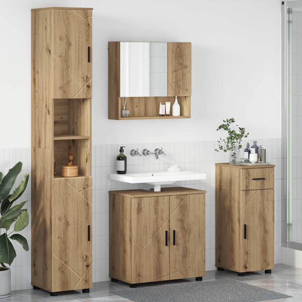 Ensemble de mobilier de salle de bain 4 pc Chêne artisanal - XIOS