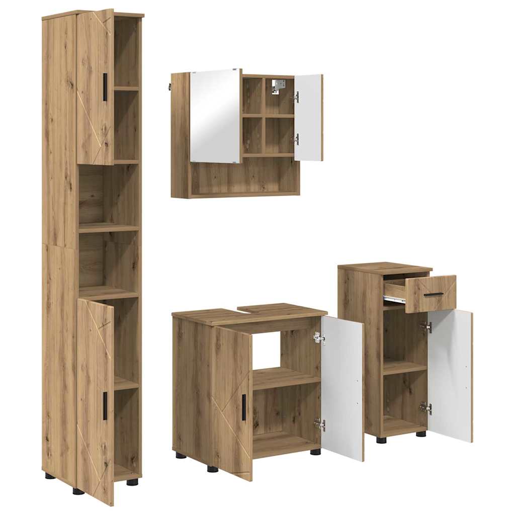 Ensemble de mobilier de salle de bain 4 pc Chêne artisanal - XIOS