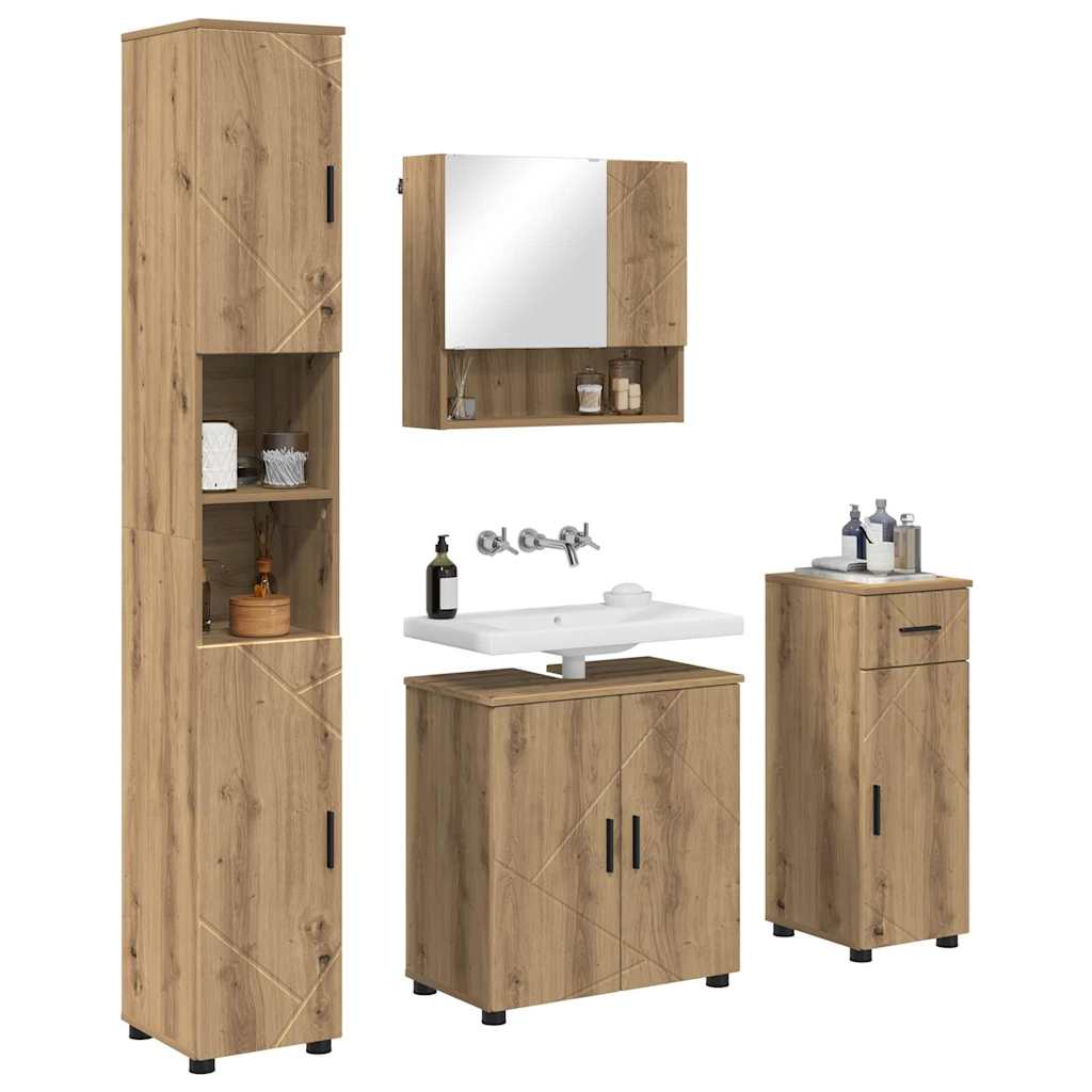 Ensemble de mobilier de salle de bain 4 pc Chêne artisanal - XIOS