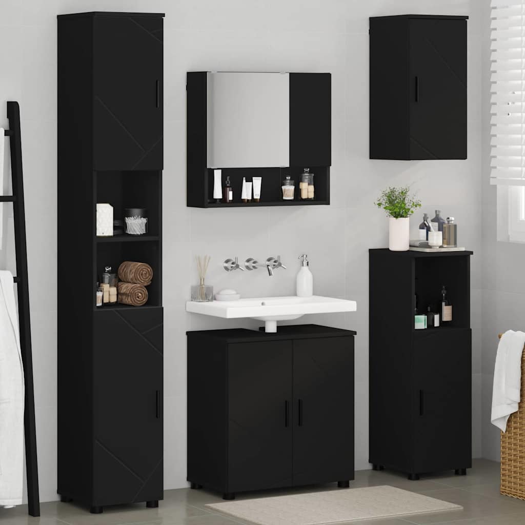 Ensemble de mobilier de salle de bain 5 pc Noir 61 x 35 x 64 cm
