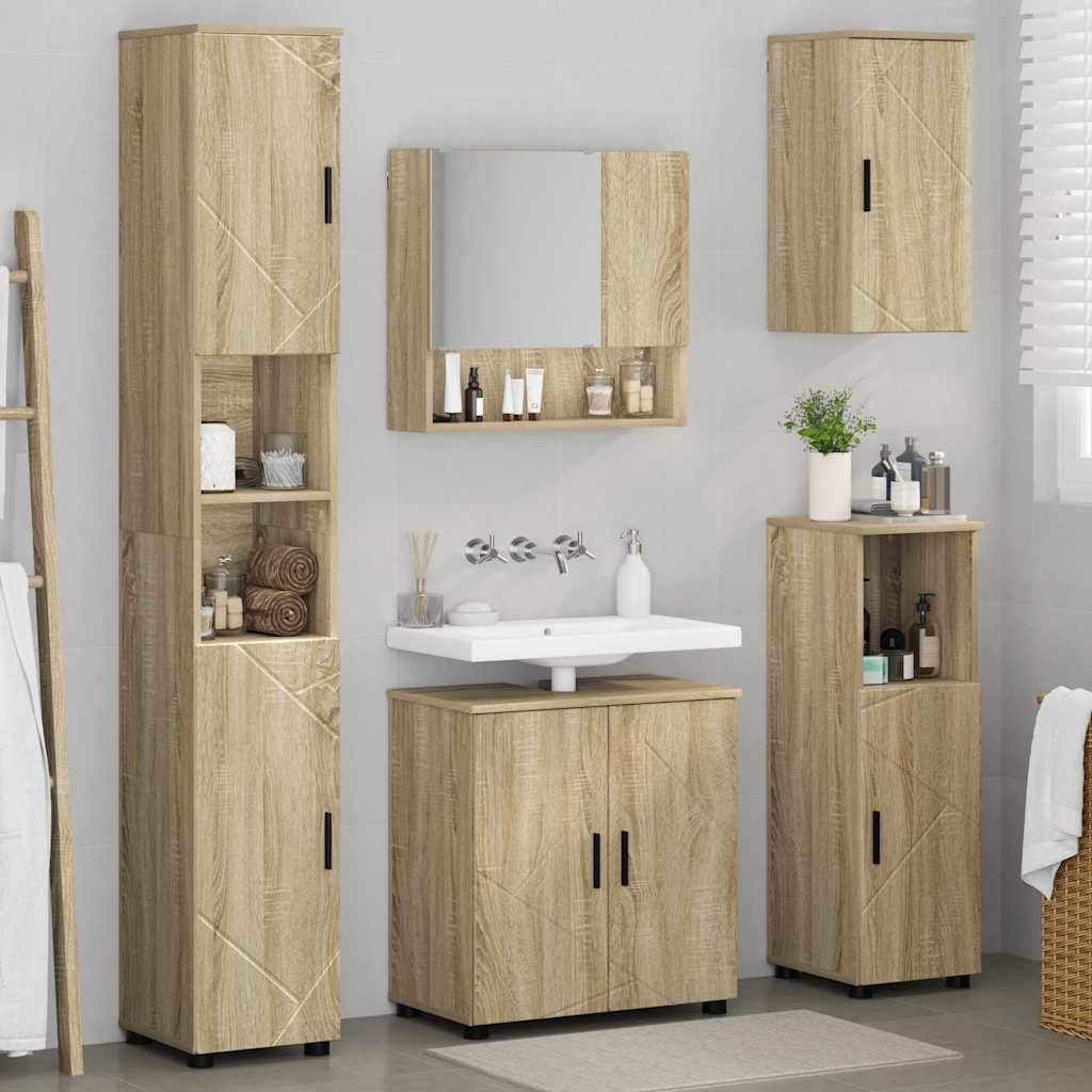 Ensemble de mobilier de salle de bain 5 pc Chêne Sonoma - XIOS