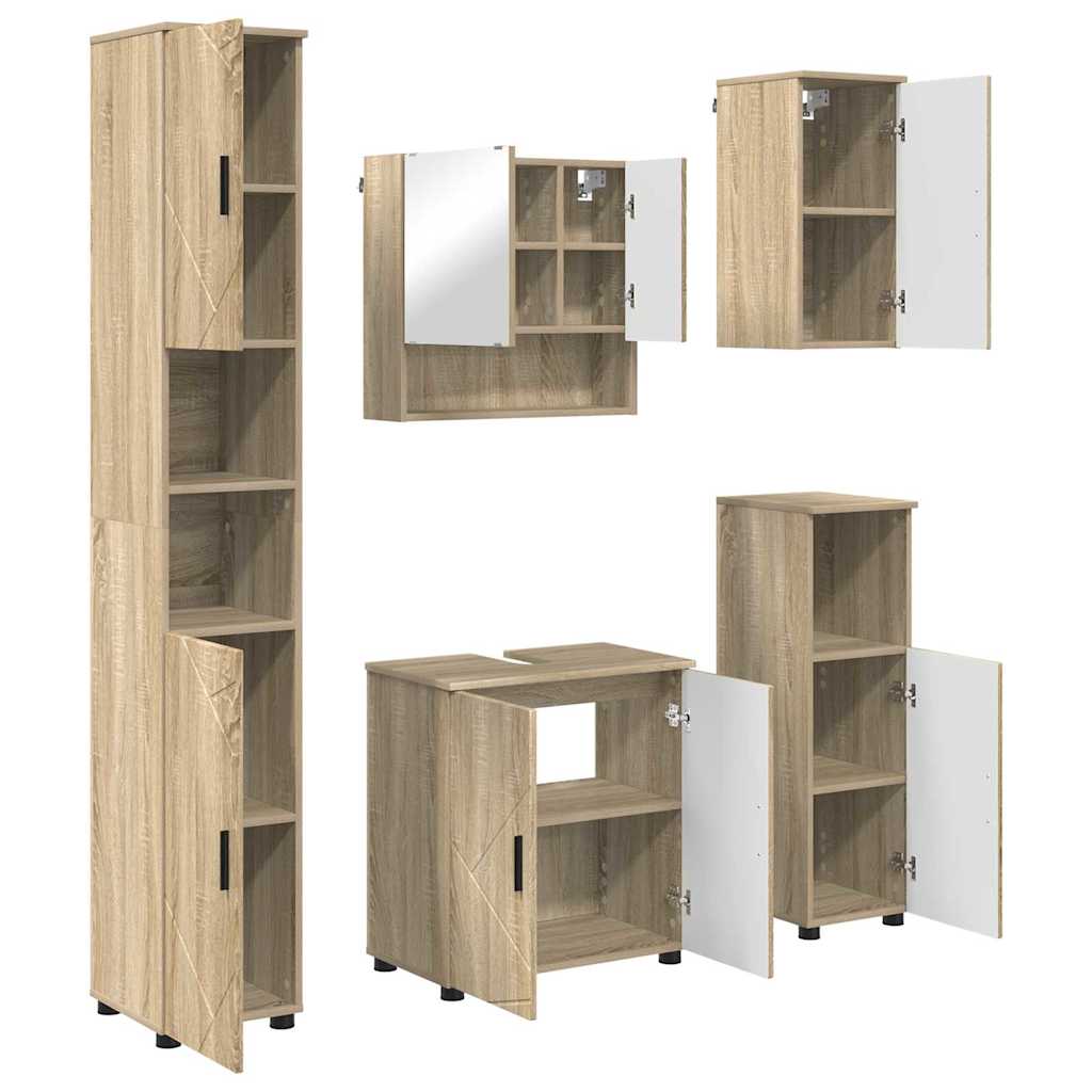 Ensemble de mobilier de salle de bain 5 pc Chêne Sonoma - XIOS