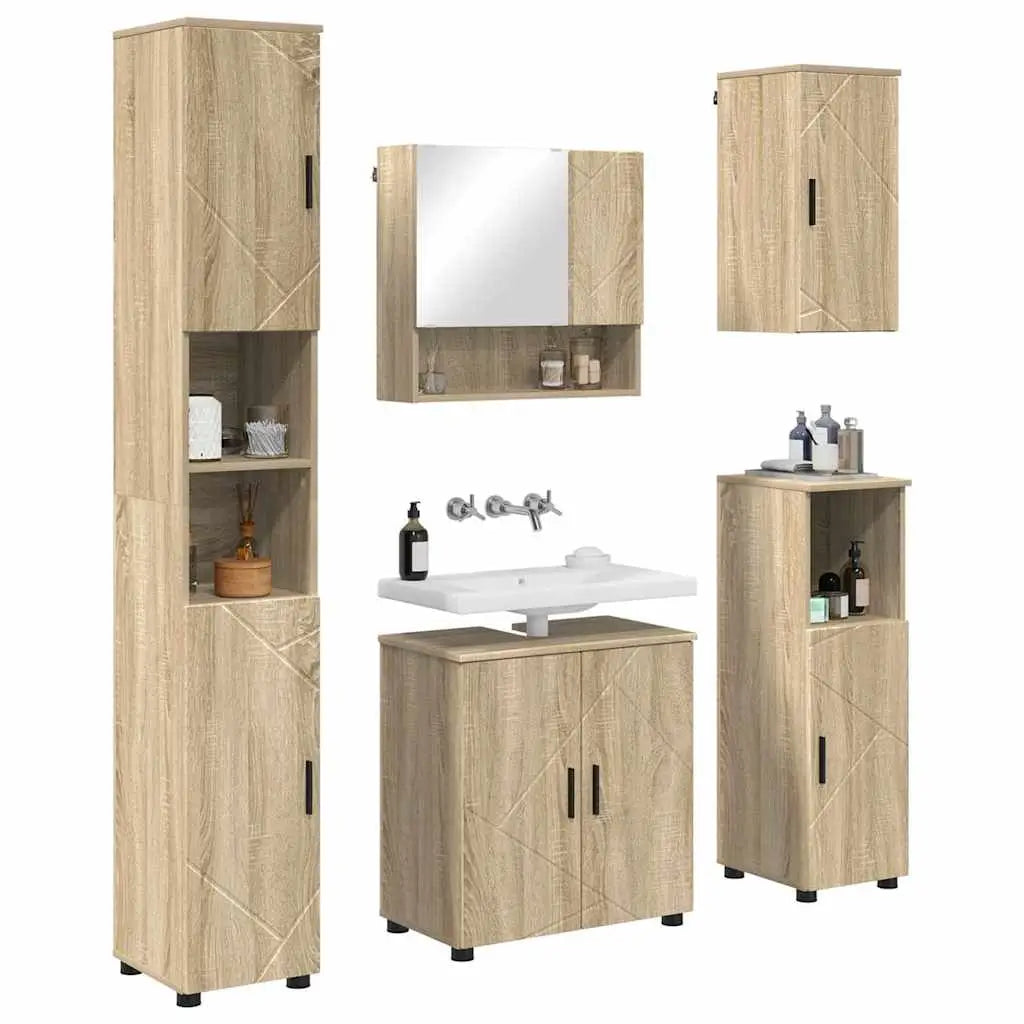 Ensemble de mobilier de salle de bain 5 pc Chêne Sonoma - XIOS