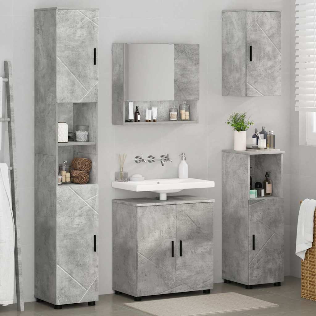 Ensemble de mobilier de salle de bain 5 pc Gris béton - XIOS