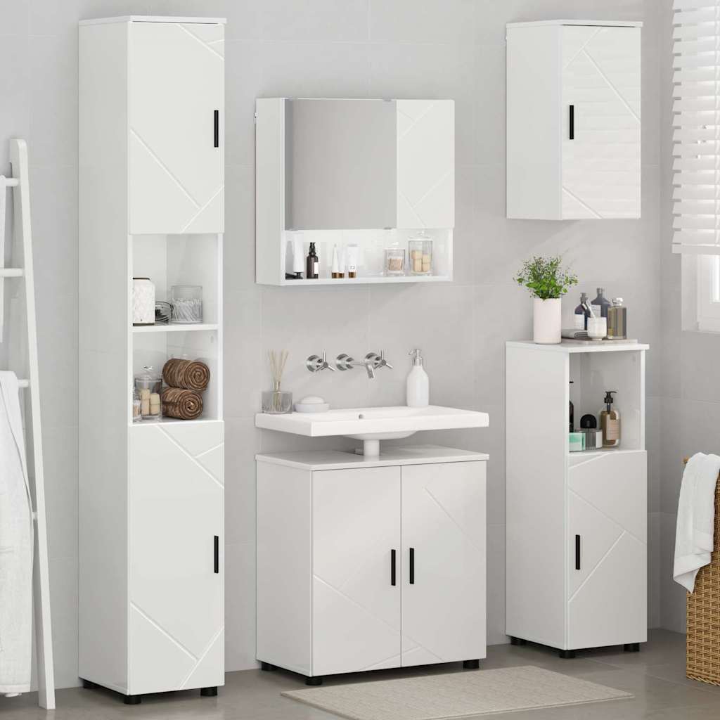 Ensemble de mobilier de salle de bain 5 pc Blanc brillant