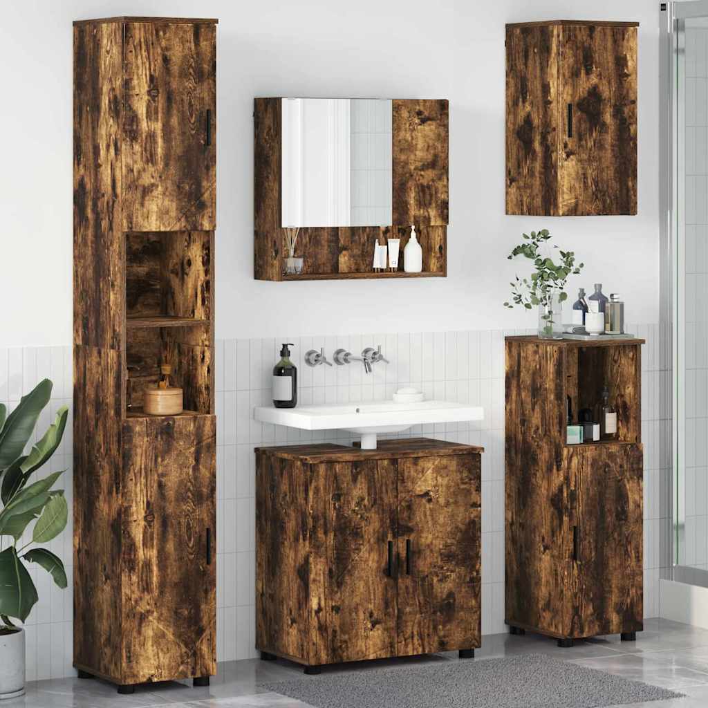 Ensemble de mobilier de salle de bain 5 pc Chêne fumé