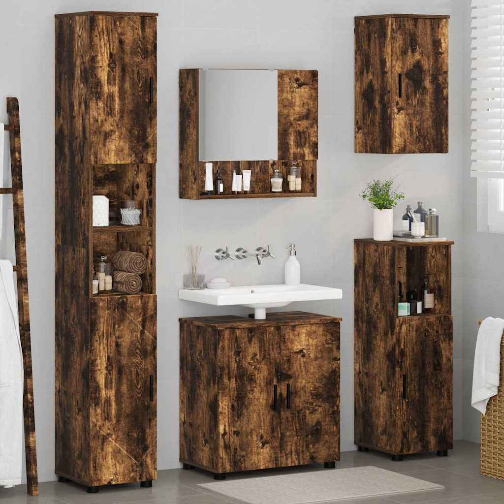Ensemble de mobilier de salle de bain 5 pc Chêne fumé