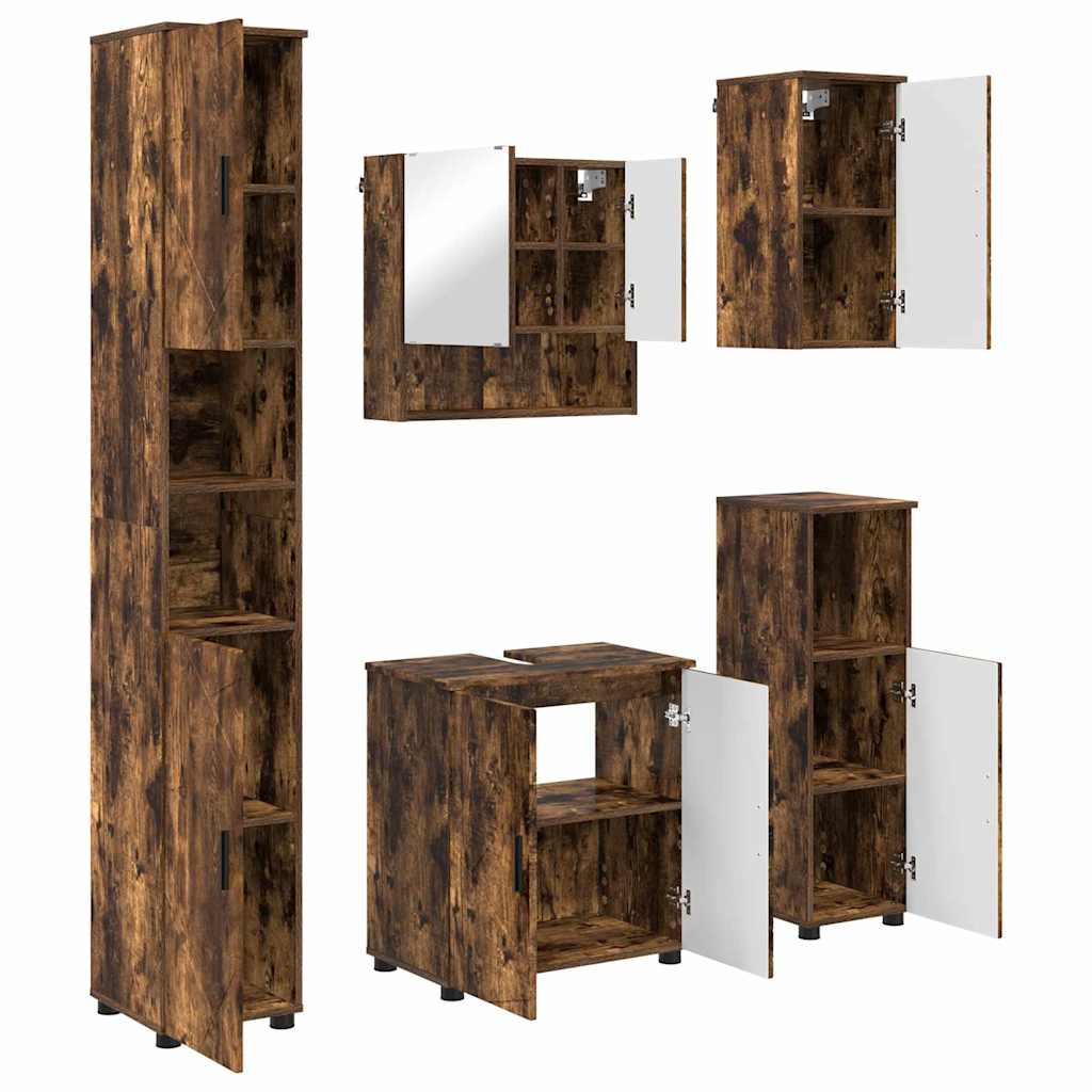 Ensemble de mobilier de salle de bain 5 pc Chêne fumé