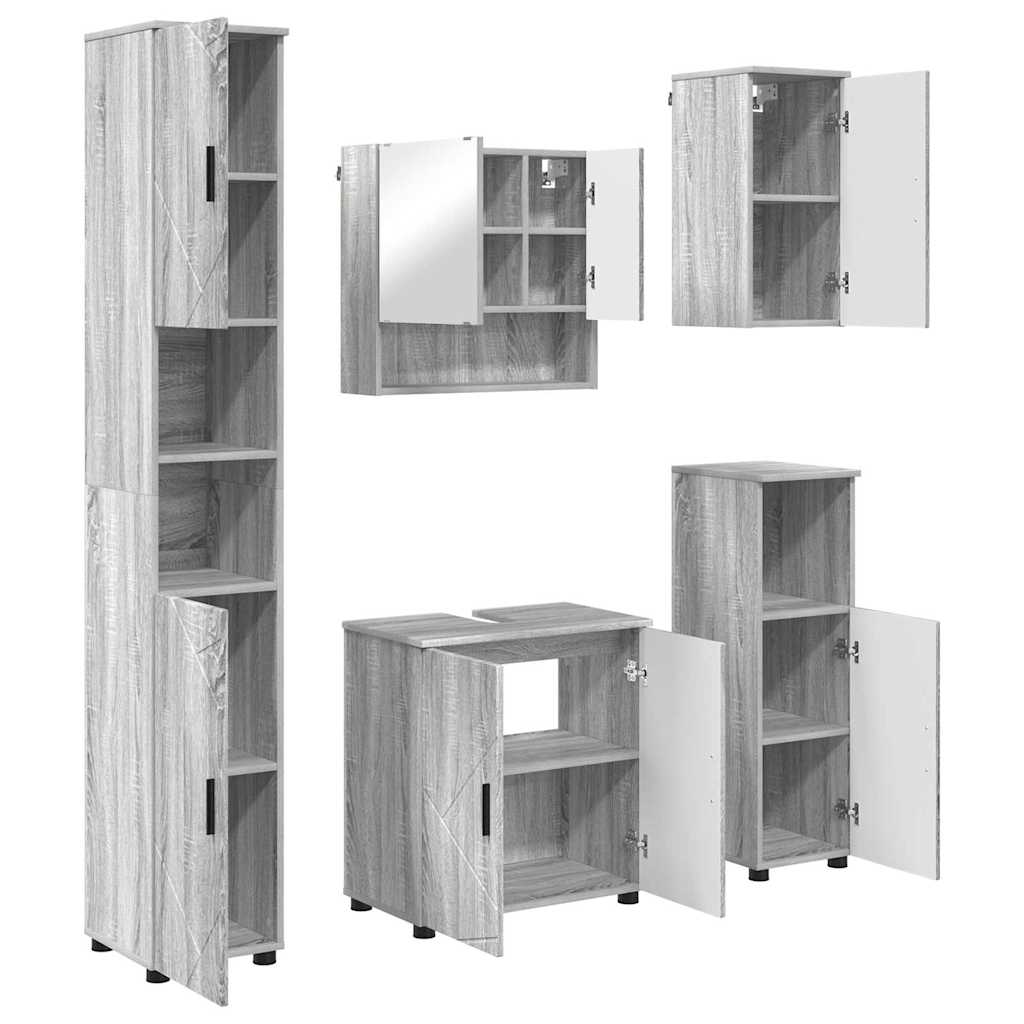 Ensemble de mobilier de salle de bain 5 pc Gris Sonoma - XIOS