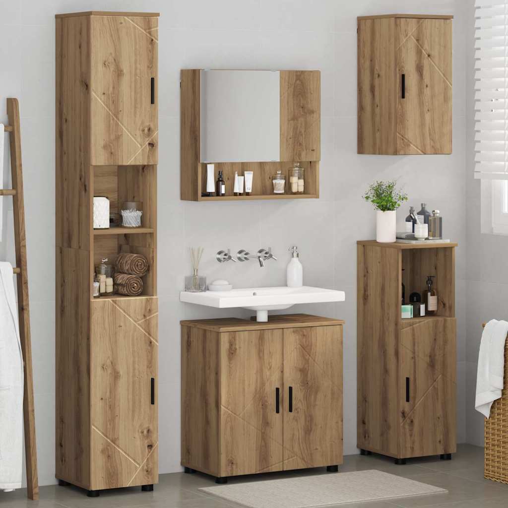 Ensemble de mobilier de salle de bain 5 pc Chêne artisanal