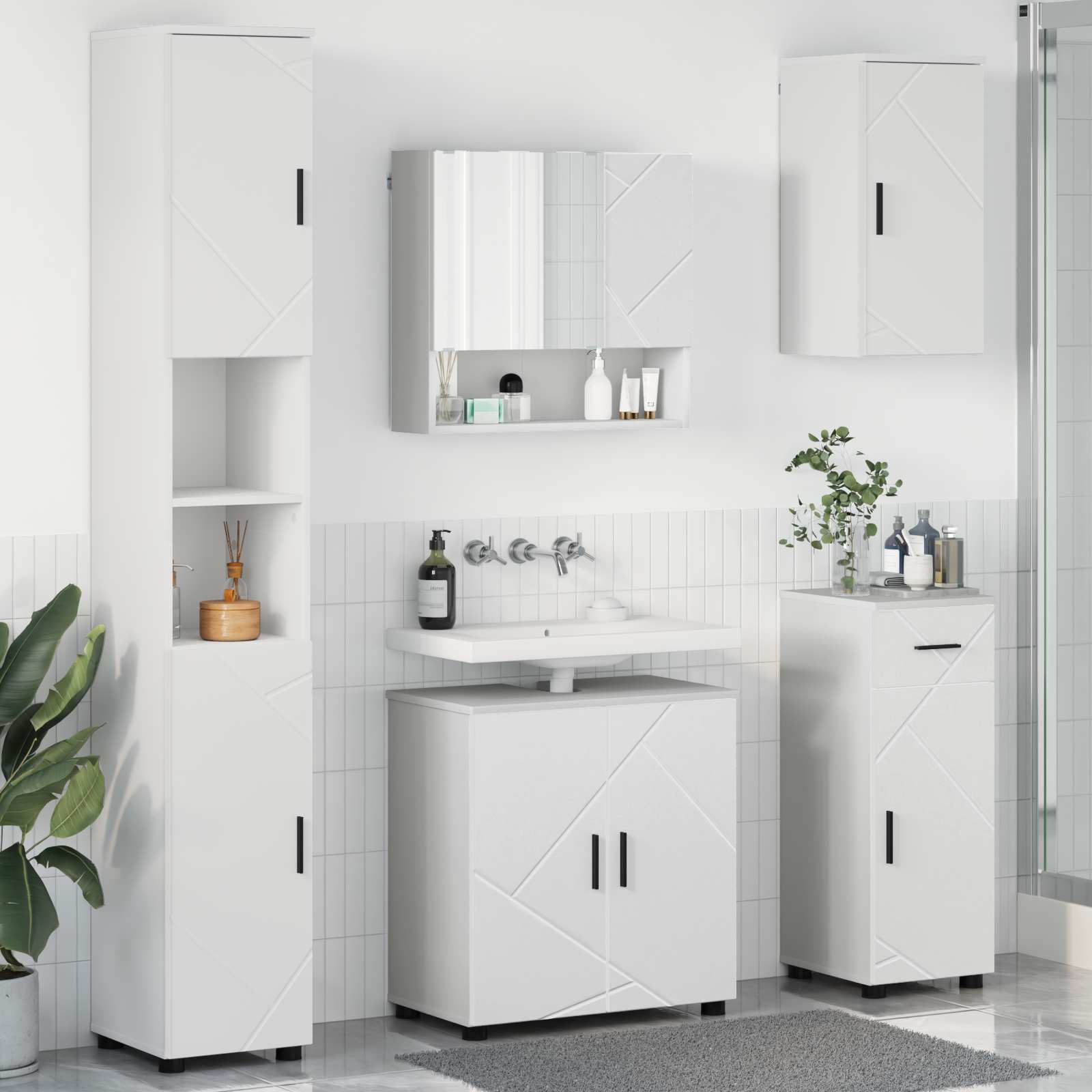 Ensemble de mobilier de salle de bain 5 pc Blanc