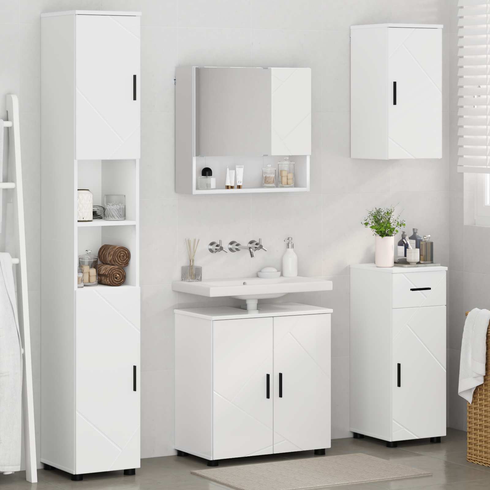 Ensemble de mobilier de salle de bain 5 pc Blanc