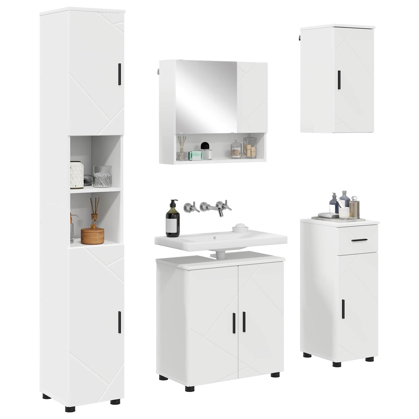 Ensemble de mobilier de salle de bain 5 pc Blanc