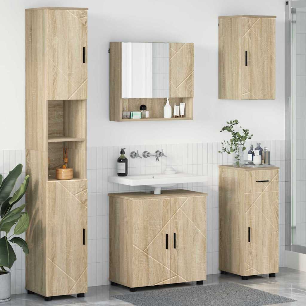 Ensemble de mobilier de salle de bain 5 pc Chêne Sonoma - XIOS