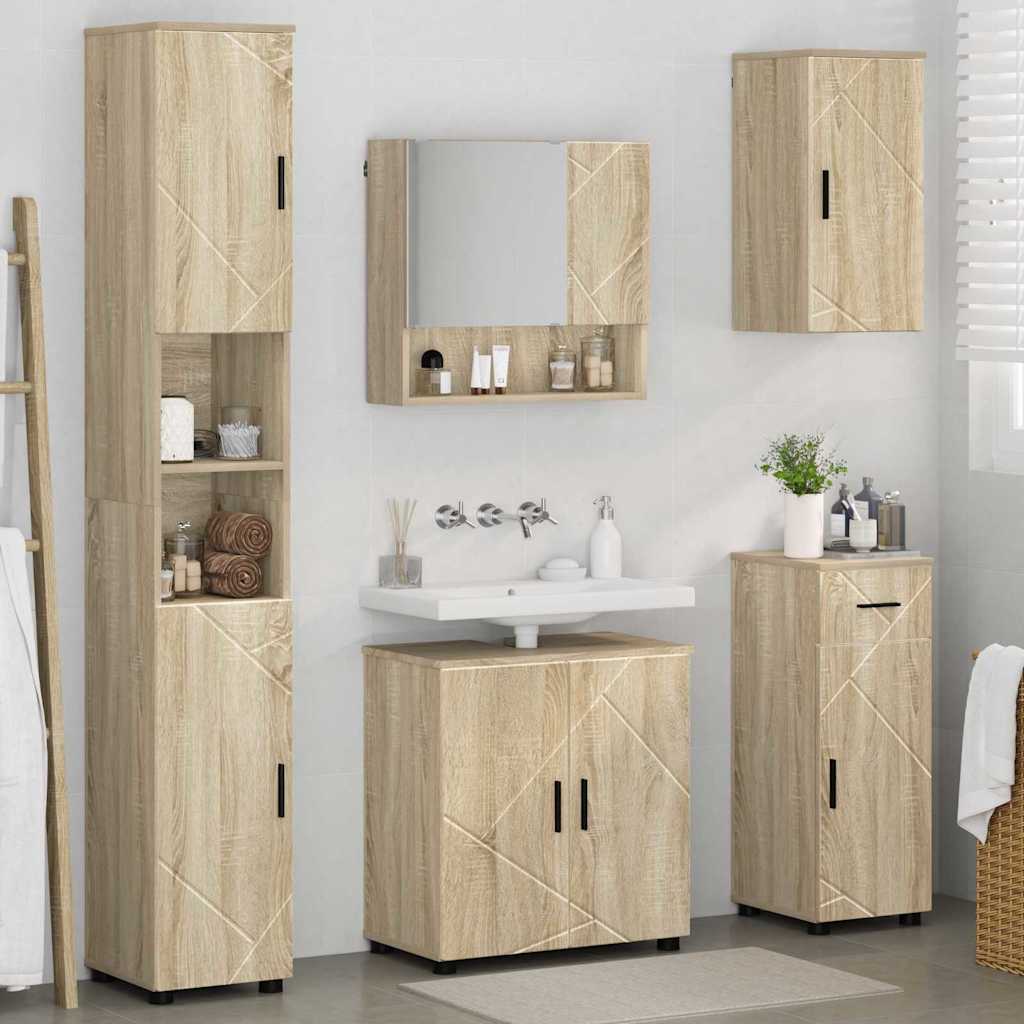 Ensemble de mobilier de salle de bain 5 pc Chêne Sonoma - XIOS
