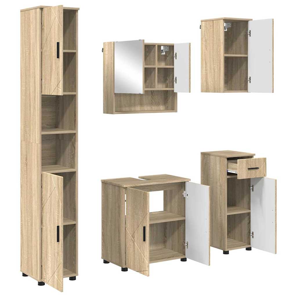 Ensemble de mobilier de salle de bain 5 pc Chêne Sonoma - XIOS