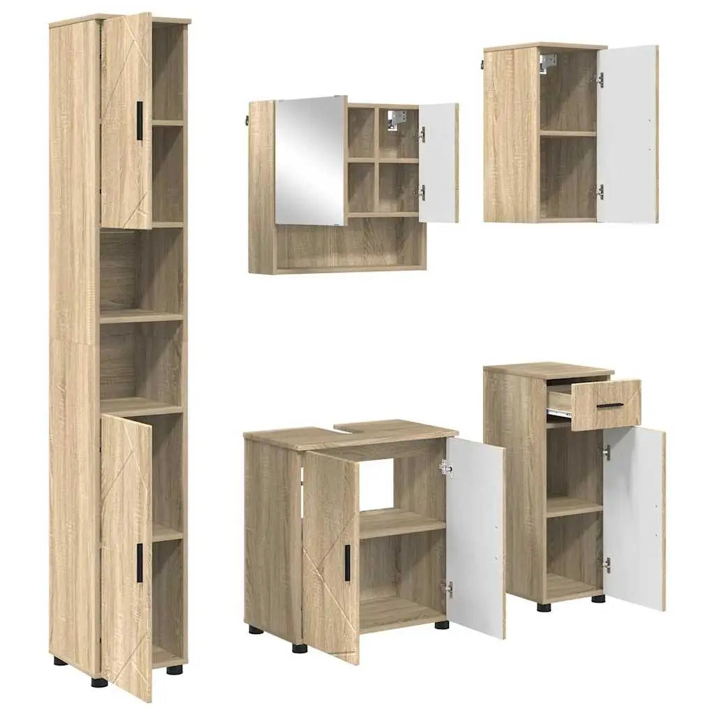 Ensemble de mobilier de salle de bain 5 pc Chêne Sonoma - XIOS
