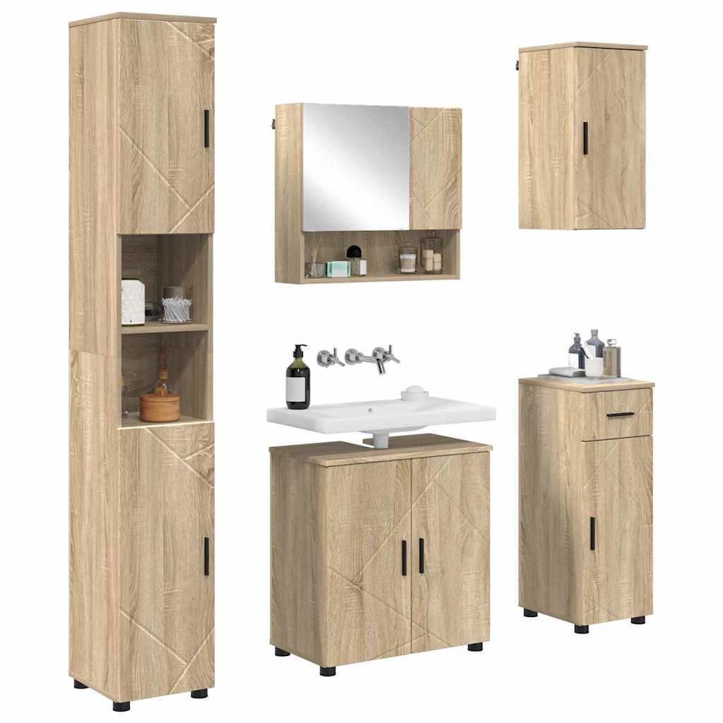 Ensemble de mobilier de salle de bain 5 pc Chêne Sonoma - XIOS
