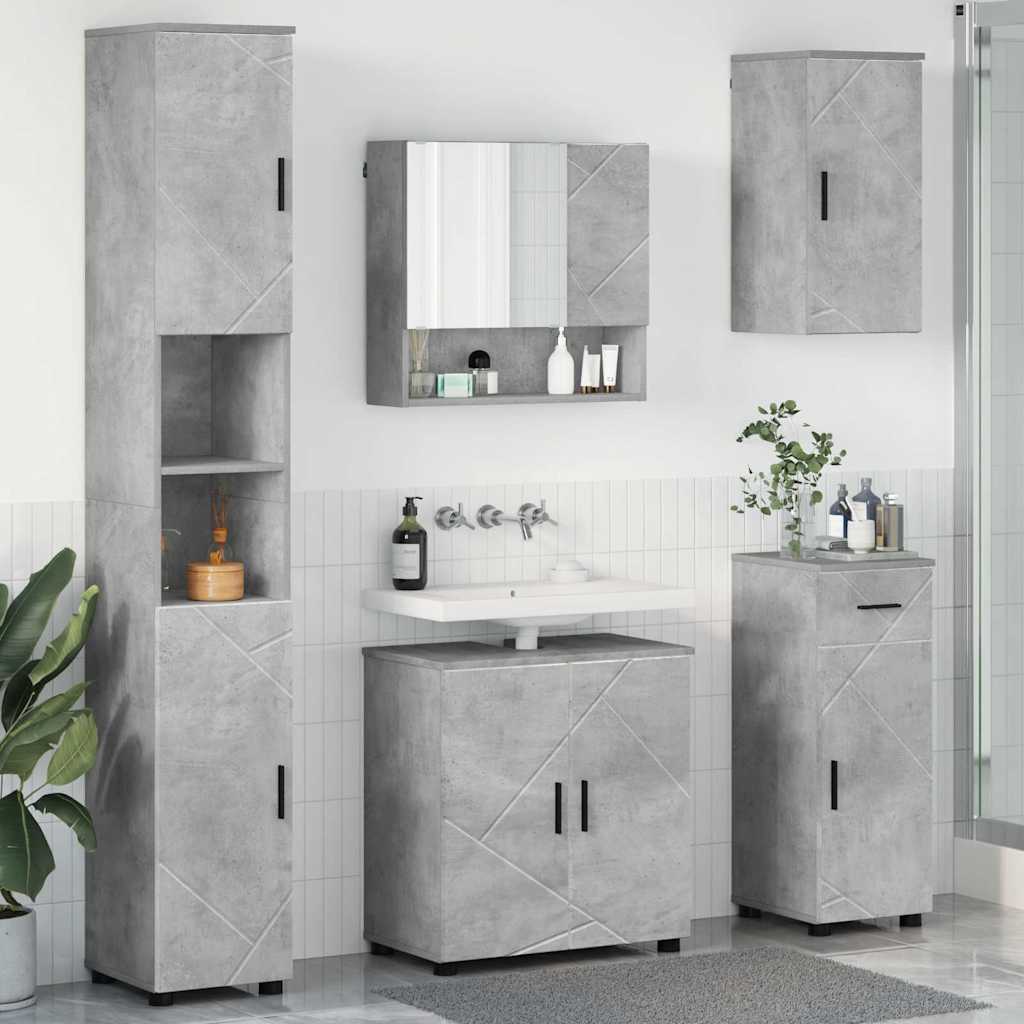 Ensemble de mobilier de salle de bain 5 pc Gris béton - XIOS
