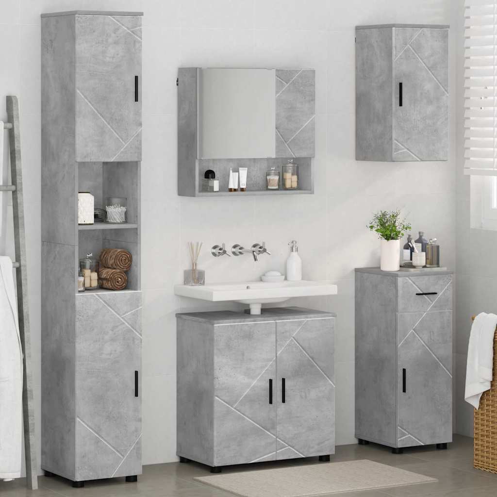 Ensemble de mobilier de salle de bain 5 pc Gris béton - XIOS