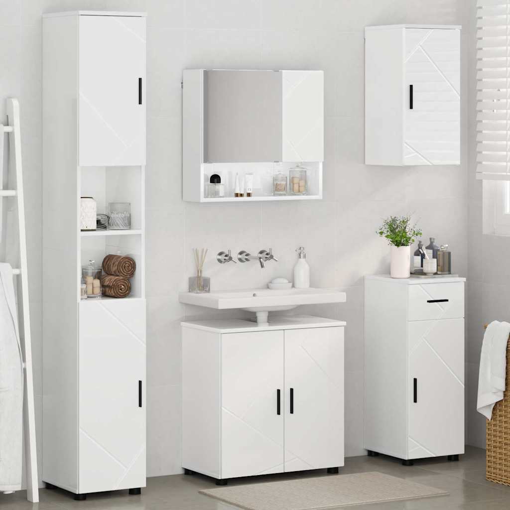 Ensemble de mobilier de salle de bain 5 pc Blanc brillant